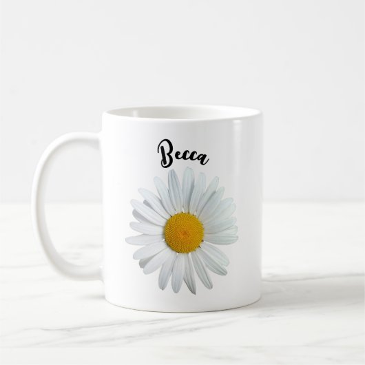 Perky White Daisy Flower Gepersonaliseerde Mok (Links)