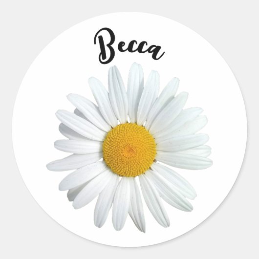 Perky White Daisy Flower Gepersonaliseerde Sticker (Voorkant)