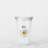 Perky White Daisy Flower Gepersonaliseerde Tumbler Acryl Drinkbeker (Voorkant)