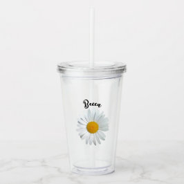 Perky White Daisy Flower Personalized Tumbler Acryl Drinkbeker