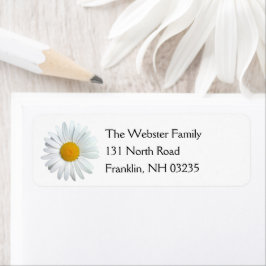 Perky White Daisy Flower Retouradreslabel Etiket