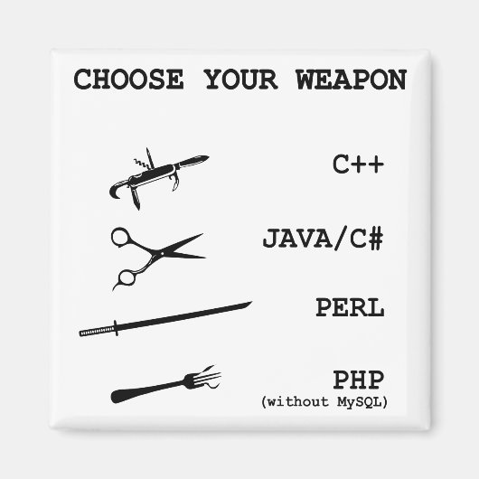 Perl, Java, C Sharp, PHP, C++ programmeertaal Magneet (Voorkant)