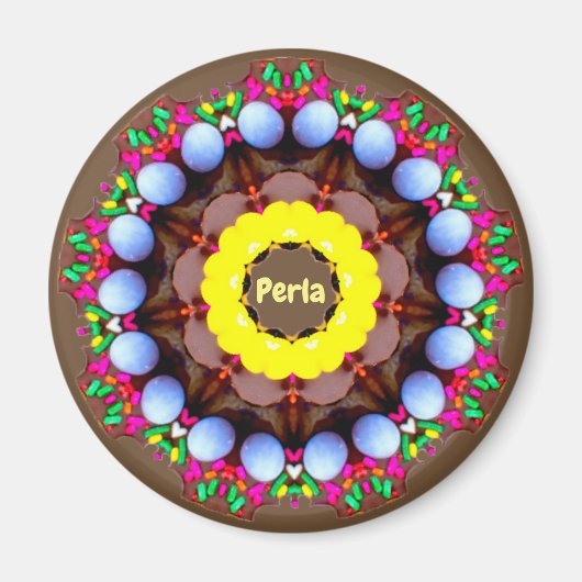 Perla ~ Gepersonaliseerde Paaspatroon Fractal ~ Magneet (Voorkant)