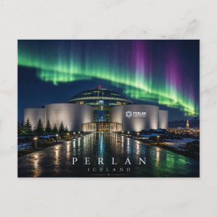 Perlan Koepel Reykjavik Silhouette IJsland Aurora Briefkaart