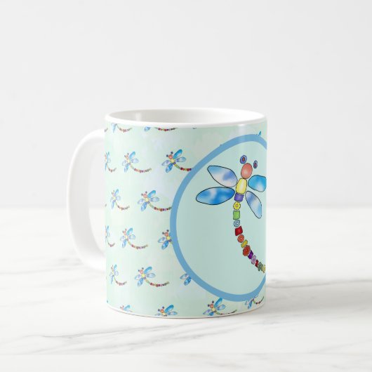 Perlenlibelle, personalisiert kaffeetasse koffiemok (Voorkant links)