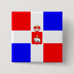 Perm Krai, Russische vlag Vierkante Button 5,1 Cm