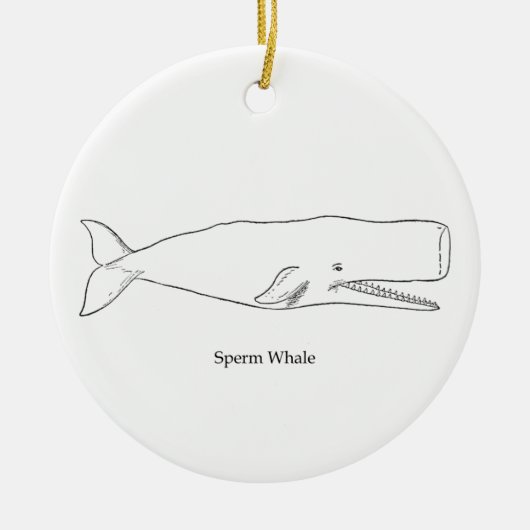 Perm Whale Illustratie (lijnkunst) Keramisch Ornament (Voorkant)