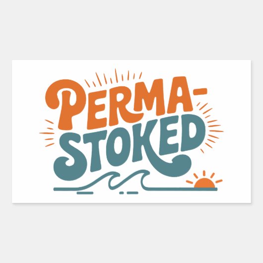 Perma-Stoked Golven Rechthoekige Sticker (Voorkant)