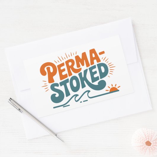 Perma-Stoked Waves Rechthoekige Sticker (Envelop)