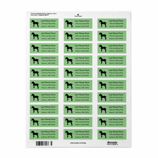 Permanent Draft Horse Silhouette Etiket (Full Sheet)