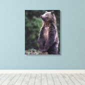 Permanent Grizzly-Beer Canvas Afdruk (Insitu (Houten vloer))