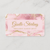 Permanent Make-up Artiest Roze Goud Agaat QR Code Visitekaartje (Voorkant)