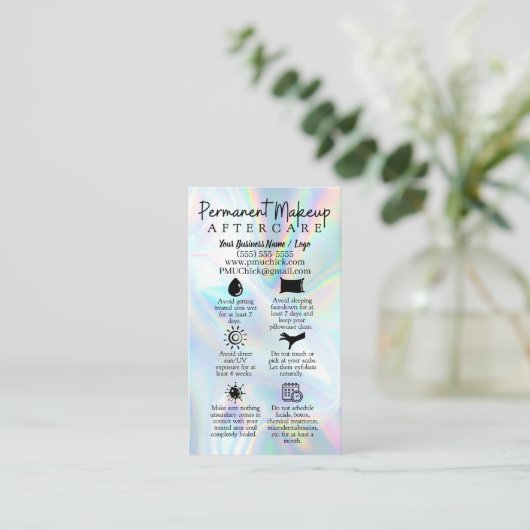 Permanent Makeup Aftercare Kaart Visitekaartje (Staand voorkant)