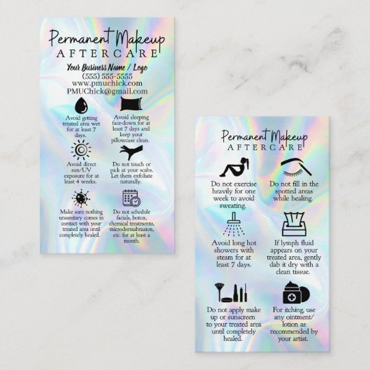 Permanent Makeup Aftercare Kaart Visitekaartje (Voorkant / Achterkant)