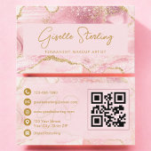 Permanent Makeup Artist Blush Pink Agate QR Code Visitekaartje