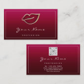 Permanent Makeup Beauty Kiss Lips QR LOGO Red Visitekaartje (Voorkant / Achterkant)
