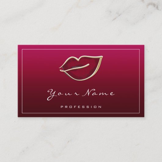 Permanent Makeup Beauty Kiss Lips QR LOGO Red Visitekaartje (Voorkant)