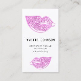 Permanent Makeup Logo QRCode Roze Lips Glitter Visitekaartje