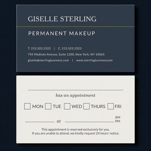 Permanent Makeup Office Appointment Reminder Visitekaartje