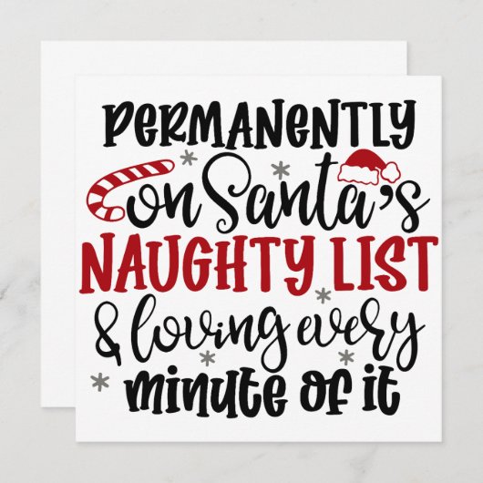 Permanent op Santa's Naught-lijst en Loving Ever Save The Date (Voorkant / Achterkant)