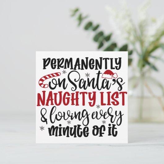 Permanent op Santa's Naught-lijst en Loving Ever Save The Date (Staand voorkant)