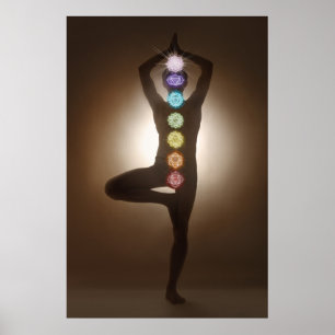Permanent pose, yoga, yogi, chakras, chakra, aura poster