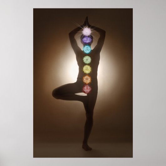 Permanent pose, yoga, yogi, chakras, chakra, aura poster (Voorkant)