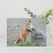 Permanent Red Fox Birthday Uitnodiging (Staand voorkant)