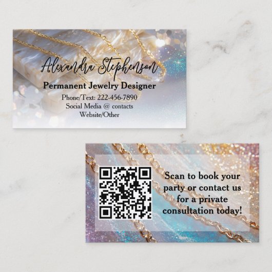 Permanent Sieraden Ontwerper Consultant Elegant Visitekaartje (Voorkant / Achterkant)