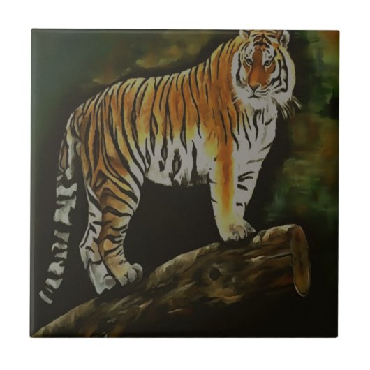 Permanent Tiger Safari Animal Art Tegeltje (Voorkant)