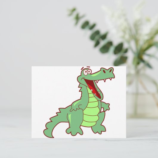 Permanente Cartoon Alligator Briefkaart (Staand voorkant)