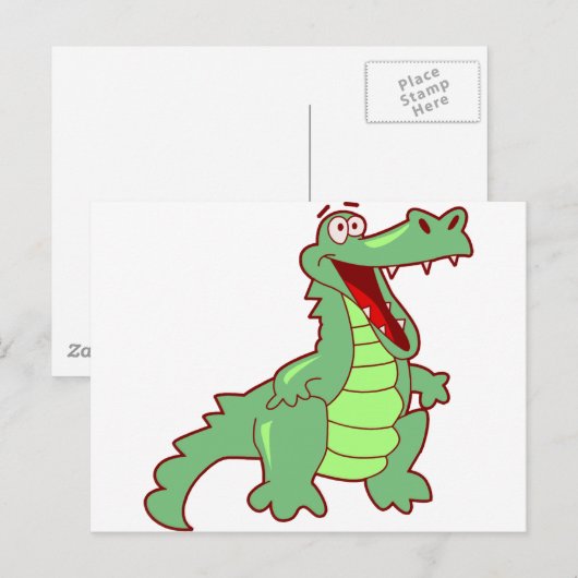 Permanente Cartoon Alligator Briefkaart (Voorkant / Achterkant)