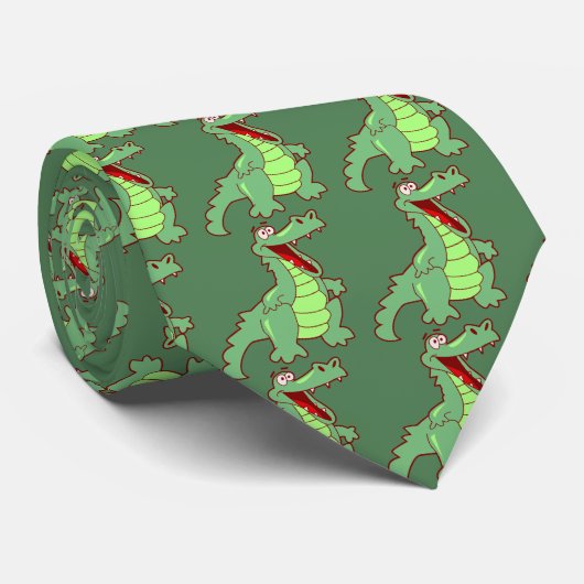 Permanente Cartoon Alligator Stropdas (Opgerold)