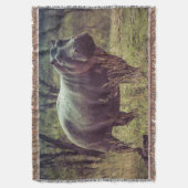 Permanente Hippo Posing in camera in Africa Foliag Deken (Voorkant Verticaal)