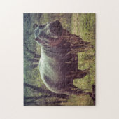Permanente Hippo Posing in camera in Africa Foliag Legpuzzel (Verticaal)