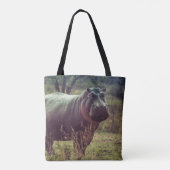 Permanente Hippo Posing in camera in Africa Foliag Tote Bag (Achterkant)
