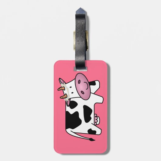 Permanente Koe met Daisies Bagagelabel (Achterkant verticaal)
