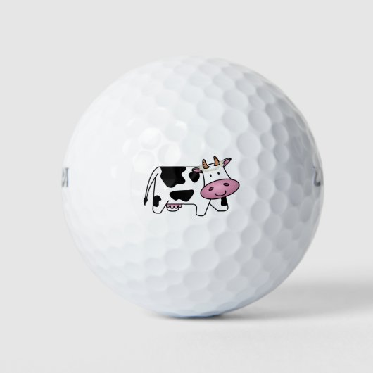 Permanente Koe met Daisies Golfballen (Voorkant)