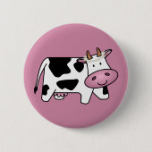 Permanente Koe met Daisies Ronde Button 5,7 Cm (Voorkant)