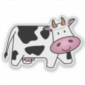 Permanente Koe met Daisies Sticker (Voorkant)
