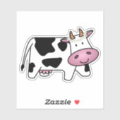 Permanente Koe met Daisies Sticker (Vel)