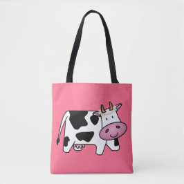Permanente Koe met Daisies Tote Bag