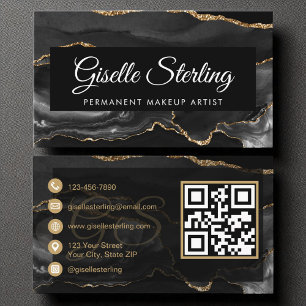 Permanente make-up artiest QR code zwart goud agaa Visitekaartje