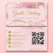 Permanente make-up artist Blush Gold Agate QR-code Visitekaartje