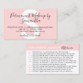 Permanente make-up vermijdt adviezen nazorg visitekaartje (Voorkant / Achterkant)