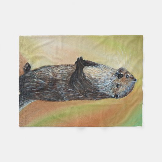 Permanente Otter Painting Fleece Deken (Voorkant (Horizontaal))