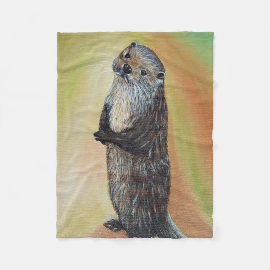 Permanente Otter Painting Fleece Deken (Voorkant)