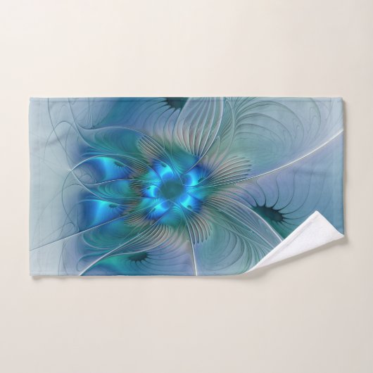 Permanente Ovations, Abstract Blue Turquoise Fract Bad Handdoek (Handdoek)