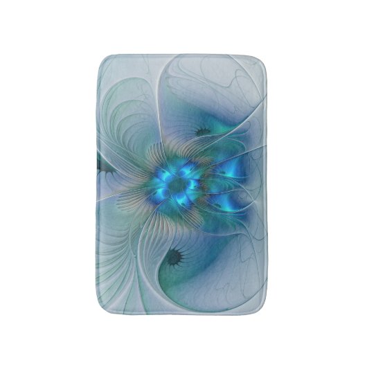 Permanente Ovations, Abstract Blue Turquoise Fract Badmat (Voorkant Verticaal)