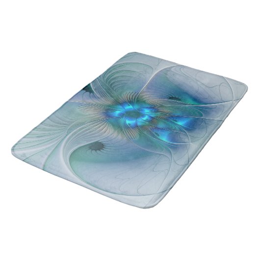 Permanente Ovations, Abstract Blue Turquoise Fract Badmat (Gekanteld)